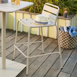 Sgabello alto da giardino in acciaio beige - Barrito