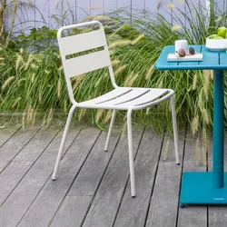 Sedia da giardino impilabile in acciaio beige - Barrito