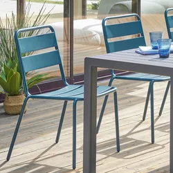 Sedia da giardino impilabile in acciaio blu pavone - Barrito