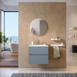 Mobile bagno sospeso 60 cm carta da zucchero con lavabo e specchio - Dedalo