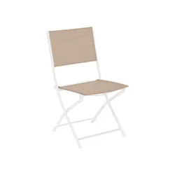 Sedia da giardino pieghevole in acciaio bianco e textilene tortora - Dinya
