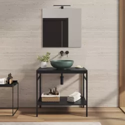 Mobile bagno a terra 90 cm portalavabo nero con specchio - Axis