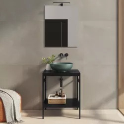 Mobile bagno a terra 70 cm portalavabo nero con specchio - Axis