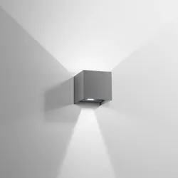 Applique LED biemissione da esterno 10x10 cm in alluminio silver