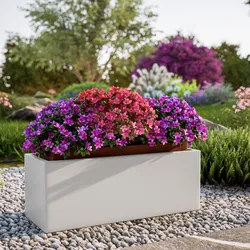 Portavaso da esterno rettangolare 80x30 h cm in polietilene bianco - Melbourne