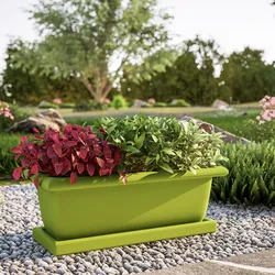 Fioriera rettangolare per esterni con sottovaso in polietilene verde kiwi - Maino