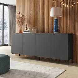 Madia 200x85h cm antracite con 4 ante soft close e piedi in metallo nero - Judith