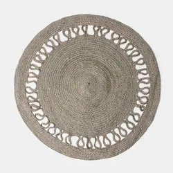 Tappeto da esterno o interno rotondo 90 cm in juta grigio