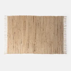 Tappeto 170x120 cm in juta e cotone naturale con frange