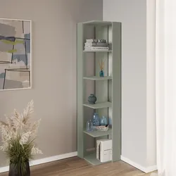 Libreria 34x161h cm in legno verde salvia con 5 ripiani - Kantiko