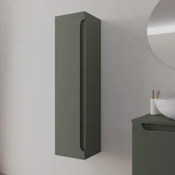 Colonna bagno sospesa 30x120 h cm con anta reversibile verde cemento - Sleek