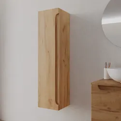 Colonna bagno sospesa 30x120 h cm con anta reversibile rovere gold - Sleek