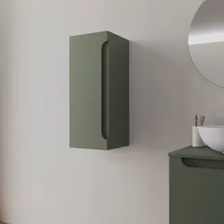 Colonna bagno sospesa 30x75 h cm con anta reversibile verde cemento - Sleek