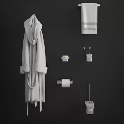 Set 5 accessori a muro in acciaio inox spazzolato e vetro satinato - Maui di Gedy