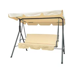 Dondolo da giardino 3 posti in acciaio antracite con seduta beige e tettuccio