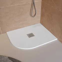 Piatto doccia semicircolare dx 70x90 cm bianco effetto pietra riducibile - Liat