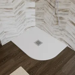 Piatto doccia semicircolare sx 70x90 cm bianco effetto pietra riducibile - Liat