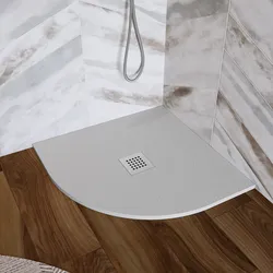 Piatto doccia semicircolare 90x90 cm grigio effetto pietra riducibile - Liat
