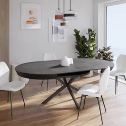 Tavolo allungabile 130-230x130 cm con top nero effetto legno e gambe incrociate - Waylen