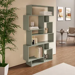 Libreria in legno 96x169h cm verde salvia - Kantiko