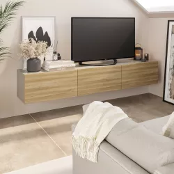 Mobile porta tv 180 cm in legno rovere e cashmere con 3 ante - Betka