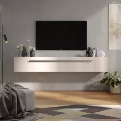 Porta tv 210x33h cm cashmere con maniglia e apertura a ribalta - Clary