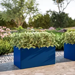 Vaso da esterno 60x30 h cm tutta capienza in polietilene blu - Melbourne