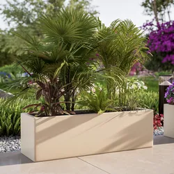 Vaso da esterno 100x30 h cm tutta capienza in polietilene crema - Melbourne