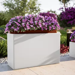 Portavaso da esterno rettangolare 80x50 h cm in polietilene bianco - Melbourne