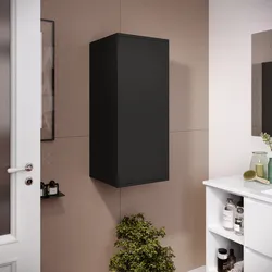 Colonna bagno sospesa 1 anta 100h cm nero carbone opaco chiusura push-pull - Union