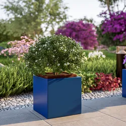 Portavaso da esterno quadrata 30 h cm in polietilene blu - Melbourne
