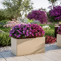 Portavaso da esterno rettangolare 30 h in polietilene crema - Melbourne