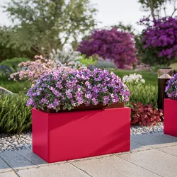Portavaso da esterno rettangolare 30 h in polietilene fragola - Melbourne
