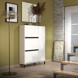 Scarpiera 103x136h cm bianco lucido con inserti antracite 1 anta e 2 ribalte con soft close - Ellaria