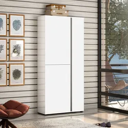 Scarpiera 91x196h cm con 3 ante soft close bianco lucido e antracite - Aurea