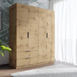 Armadio 162x200h cm rovere artisan con 4 ante e 2 cassetti - Delhi Plus