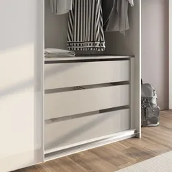 Cassettiera grigio effetto tessuto per armadio Alen da 250 cm