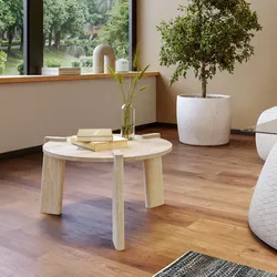 Tavolino rotondo 60x35h cm beige effetto travertino - Montgomery