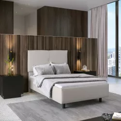 Letto una piazza e mezzo 120x190 cm imbottito e rivestito in tessuto ghiaccio con contenitore - Maddie