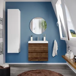 Mobile bagno sospeso 60 cm noce maya con lavabo e specchio - Anami