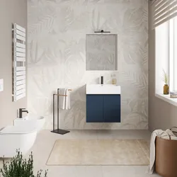 Mobile bagno sospeso 60 cm blu esotico con lavabo integrato e specchio - Cuki