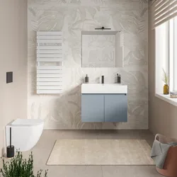 Mobile bagno sospeso 80 cm carta da zucchero con lavabo integrato e specchio - Cuki