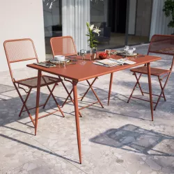 Tavolo da giardino 120x70 cm in acciaio terracotta - Faber