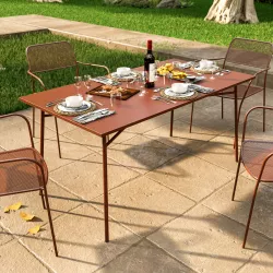 Tavolo da giardino 150x80 cm in acciaio terracotta - Faber