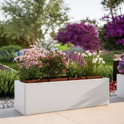 Portavaso da esterno rettangolare 100x30 cm in polietilene bianco - Melbourne