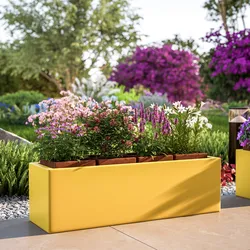 Portavaso da esterno rettangolare 100x30 cm in polietilene giallo - Melbourne