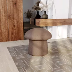 Pouf 46x43h cm in tessuto effetto lino cappuccino a forma di fungo - Polly