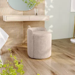 Pouf 45x50h cm in ciniglia beige con schienale - Huft
