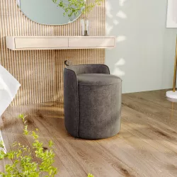 Pouf 45x50h cm in ciniglia grigio con schienale - Huft