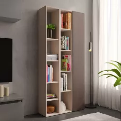 Libreria 84x186h cm 3 elementi con vani a giorno cashmere e anta bronzo - Clary